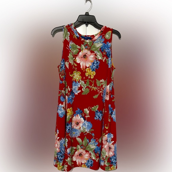 Apt. 9 Sleeveless, loose-fitting, red floral dress - Sz:L, Great Condition - Picture 1 of 6